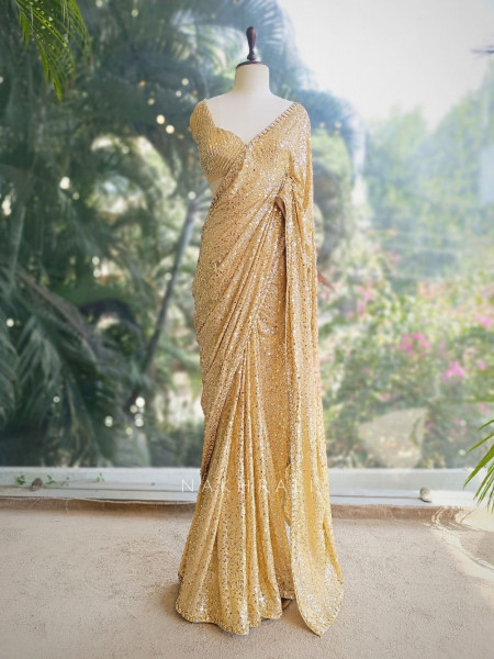Orya Golden Sequin Saree