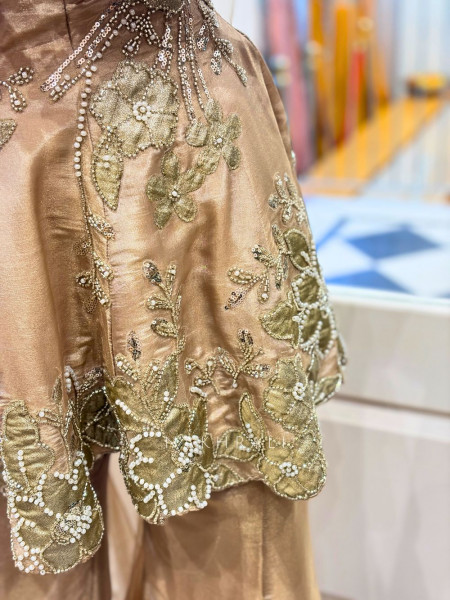 Golden Peach Embellished Indo-Western Set