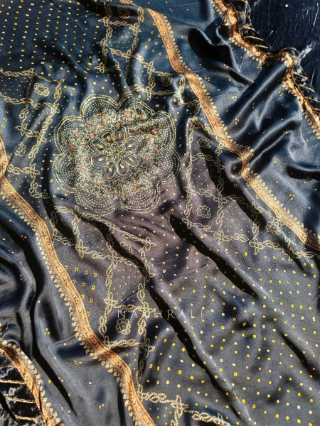 Midnight Noir Velvet Dress Material Set