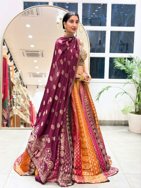 Prism Meadow Maroon Lehenga Set