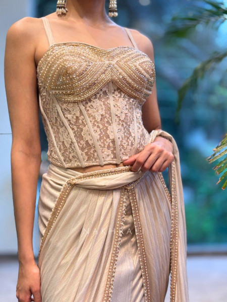 Pastel Charm Light Pink Drape Saree