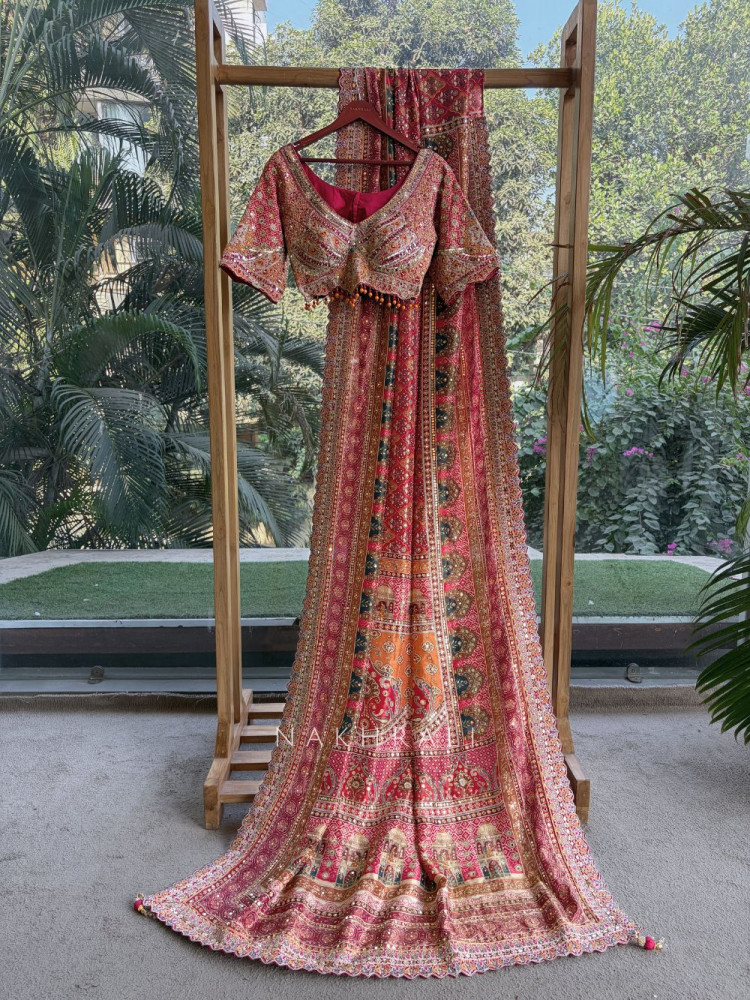 Image of Sovereign Magenta Heritage Printed Saree with Readymade Blouse
