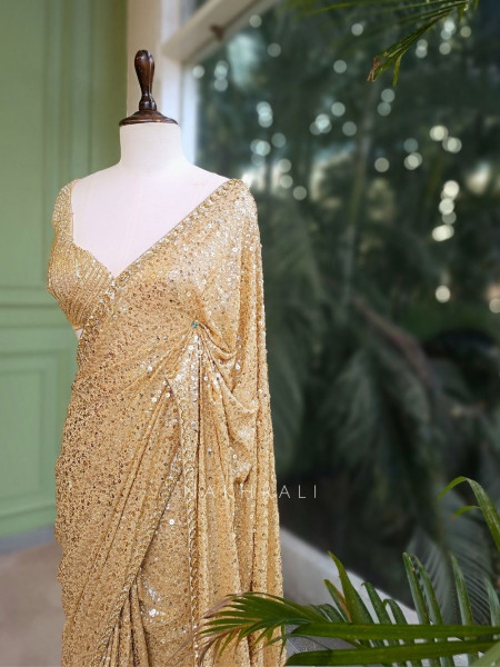 Orya Golden Sequin Saree