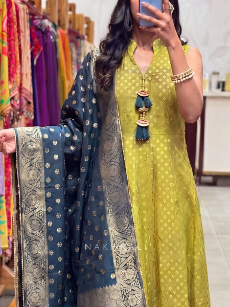 Padmini Green Anarkali Suit Set With Banarasi Dupatta