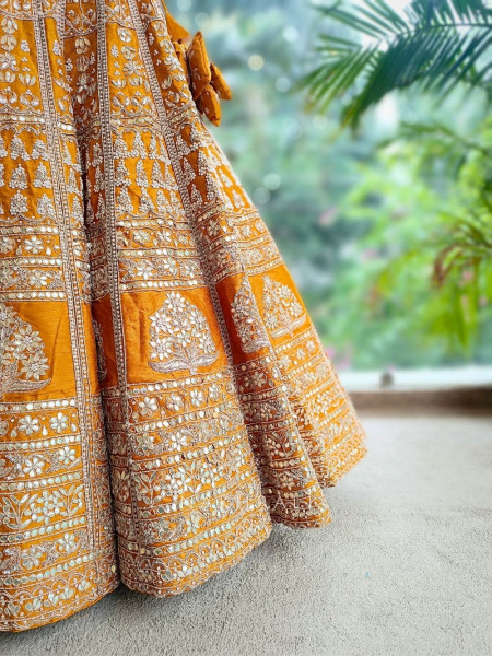 Saanvi Mustard Gota Patti Zari Lehenga with Unstitched Blouse