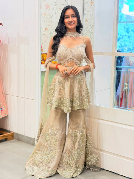 Golden Brown Embellished Indo-Western Set