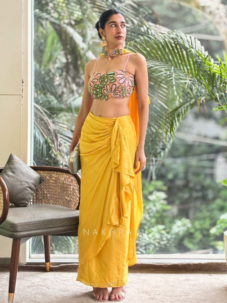 Sunshine Stunner Embroidered Crop Top Skirt Set