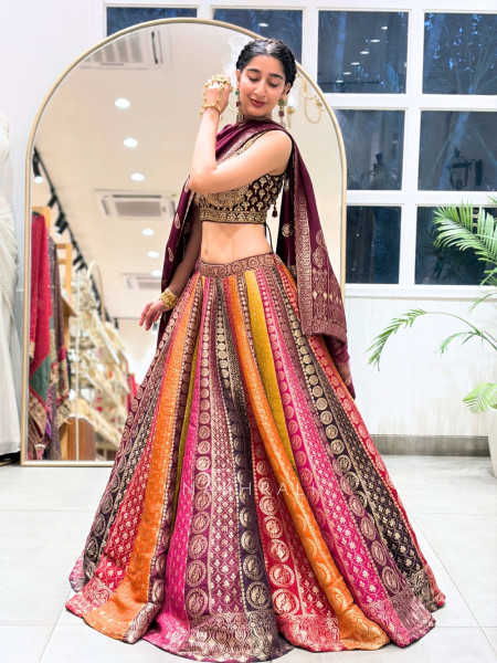 Prism Meadow Maroon Lehenga Set