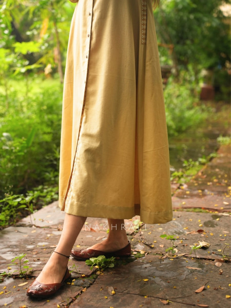 Sahir Yellow Cotton Button-Down Dress
