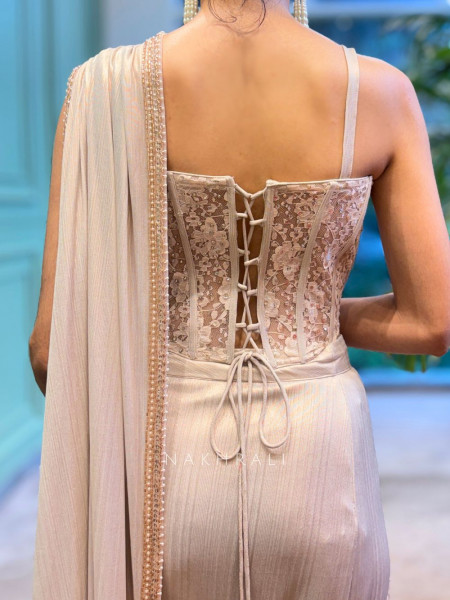 Pastel Charm Light Pink Drape Saree