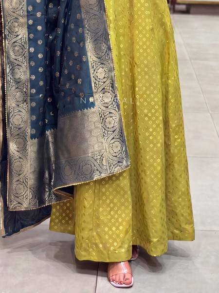 Padmini Green Anarkali Suit Set With Banarasi Dupatta