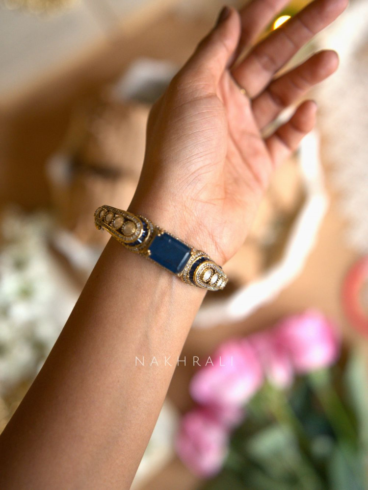 Image of Aranya Blue Stone Cuff Bracelet