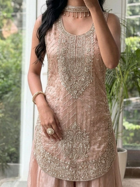 Metamorphic Rose Gold Indo-Western Palazzo Set