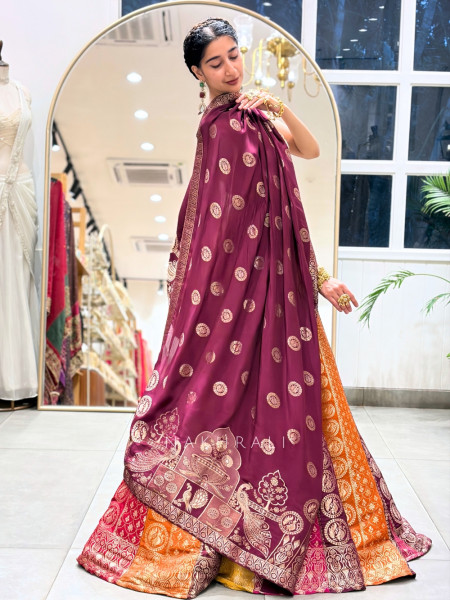 Prism Meadow Maroon Lehenga Set