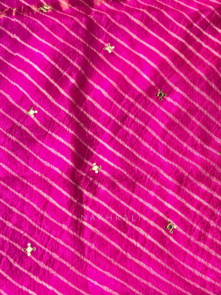 Chhavi Magenta Leheriya Saree with Sequin Zari Work