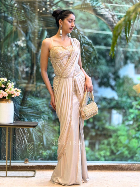 Pastel Charm Light Pink Drape Saree