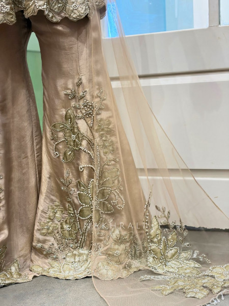 Golden Brown Embellished Indo-Western Set