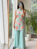 Fiesta Firozi Floral Viscose Silk Indo-Western Sharara Set