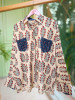 Banjara Beige Cotton Oversized Shirt with Leafy Block Print