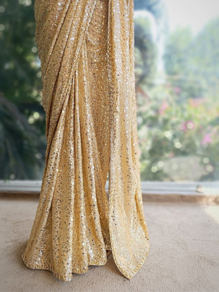 Orya Golden Sequin Saree