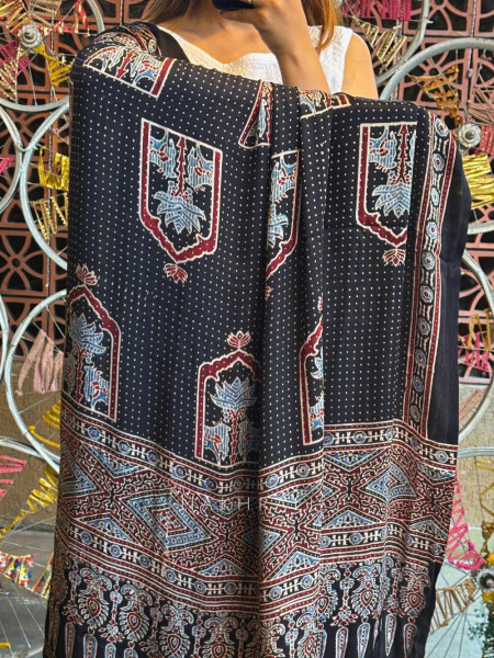 Sirelle Softfall Black Modal Silk Dupatta