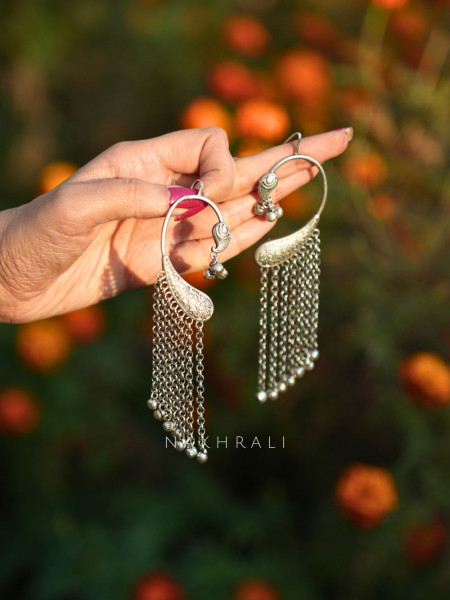 Ghungroo Silver Chain Earcuff Earrings