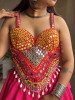 Sheesha Choli – Mirror Work on Red Corset Blouse