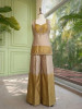 Sculpted Grace Golden Slub Raw Silk Palazzo Set With Cutdana Zardozi Work