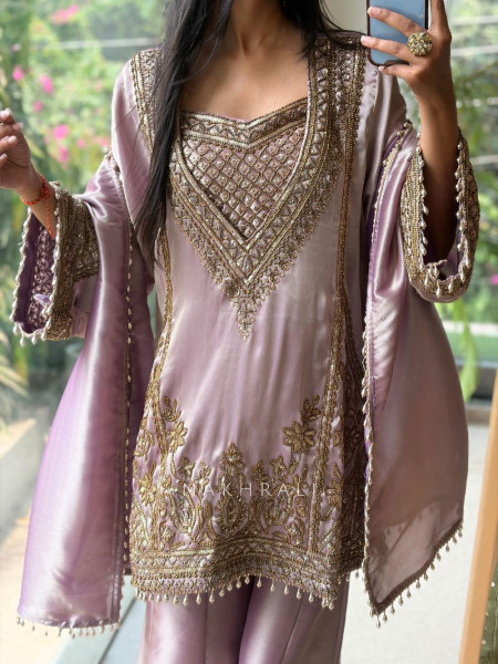 Sienna Purple Sharara Suit Set
