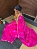 Ritvika Magenta Bandhani Work &amp; Silver Zari Border Saree
