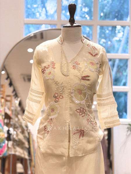 Asmi Cream Georgette Palazzo Set