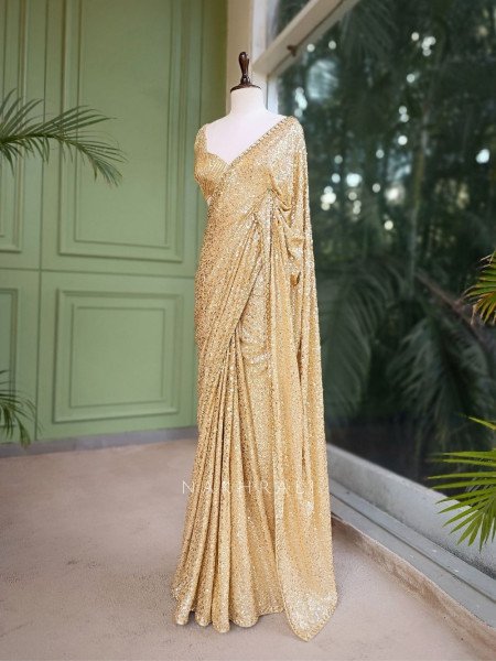 Orya Golden Sequin Saree