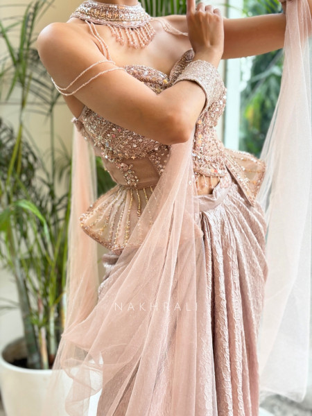 Ophelia Shimmer Cream Crop Top Skirt Set