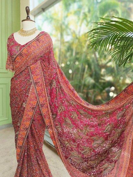Kashmira Rani Printed Saree with Ornate Embroidery