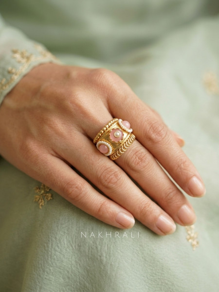 Mirevia Pink Statement Ring