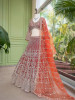 Selene Orange  Bridal Lehenga with Silver Embroidery