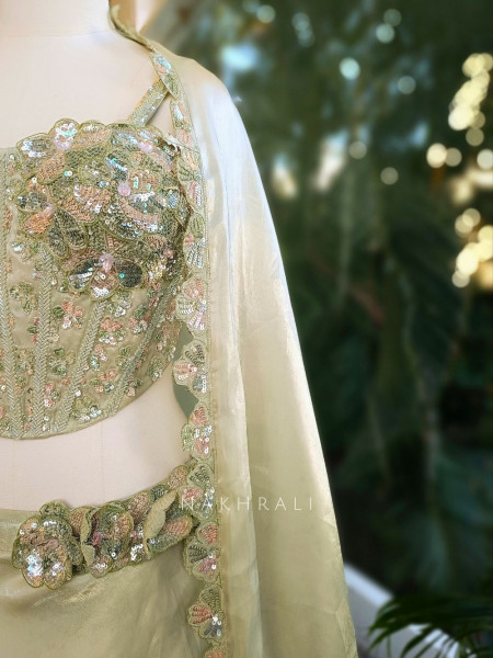 Elowen Green Embroidered Corset Lehenga Set