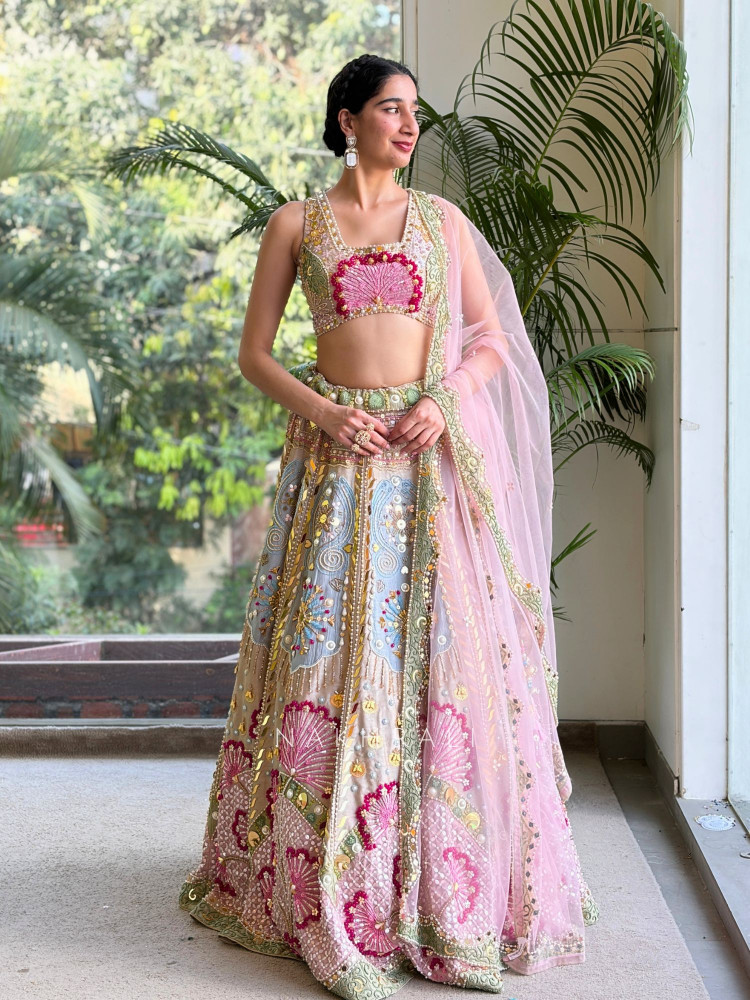 Image of Miraya Multicolor Lehenga Set with Beads and Sequin Work