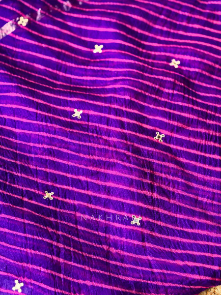 Chhavi Purple Leheriya Saree with Sequin Zari Work