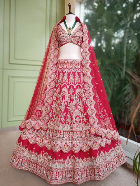 Samriddhi Red Bridal Lehenga with Zari and Sequin Work
