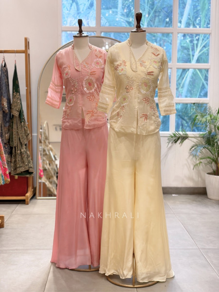 Asmi Cream Georgette Palazzo Set