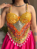 Sheesha Choli – Mirror Work on Yellow Corset Blouse