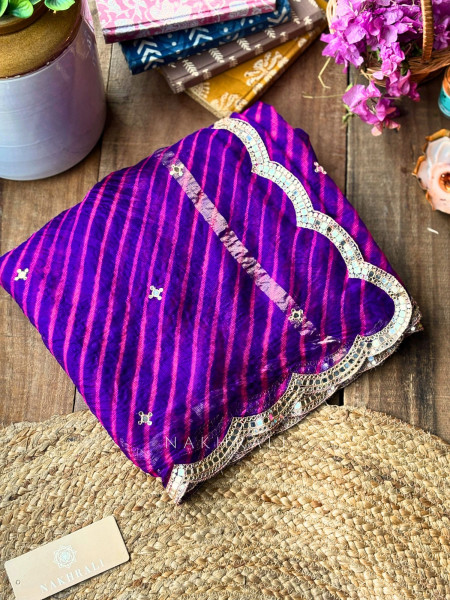 Chhavi Purple Leheriya Saree with Sequin Zari Work