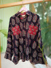 Banjara Black Cotton Oversized Shirt with Bold Floral Motifs