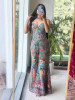 Banarasi Teal Blue Patchwork Flared Palazzo Set