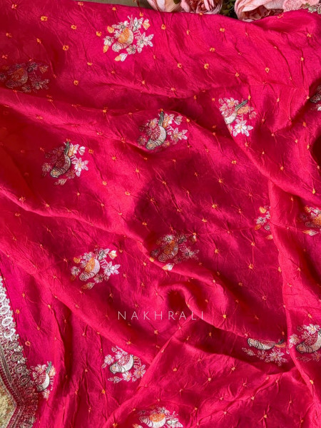 Mishka Magenta Bandhani Saree with Festive Border