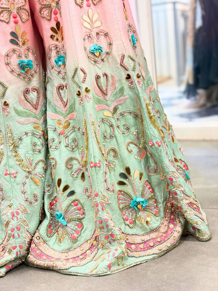 Rishmita Pink Indo Western Crop Top Palazzo Set with Cut Dana Work