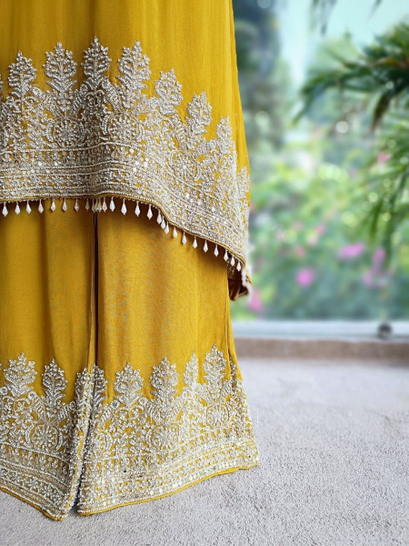 Vasira Mustard Zari Embroidered Suit Set