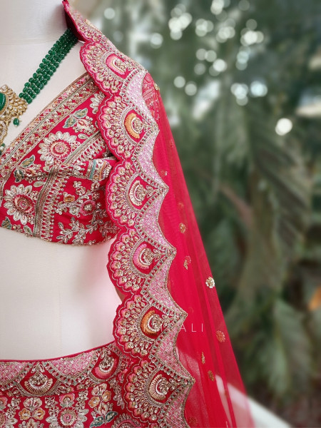 Samriddhi Red Bridal Lehenga with Zari and Sequin Work