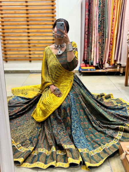 Charvi Cotton 36 Kali Chaniya Choli with Block Print Detailing